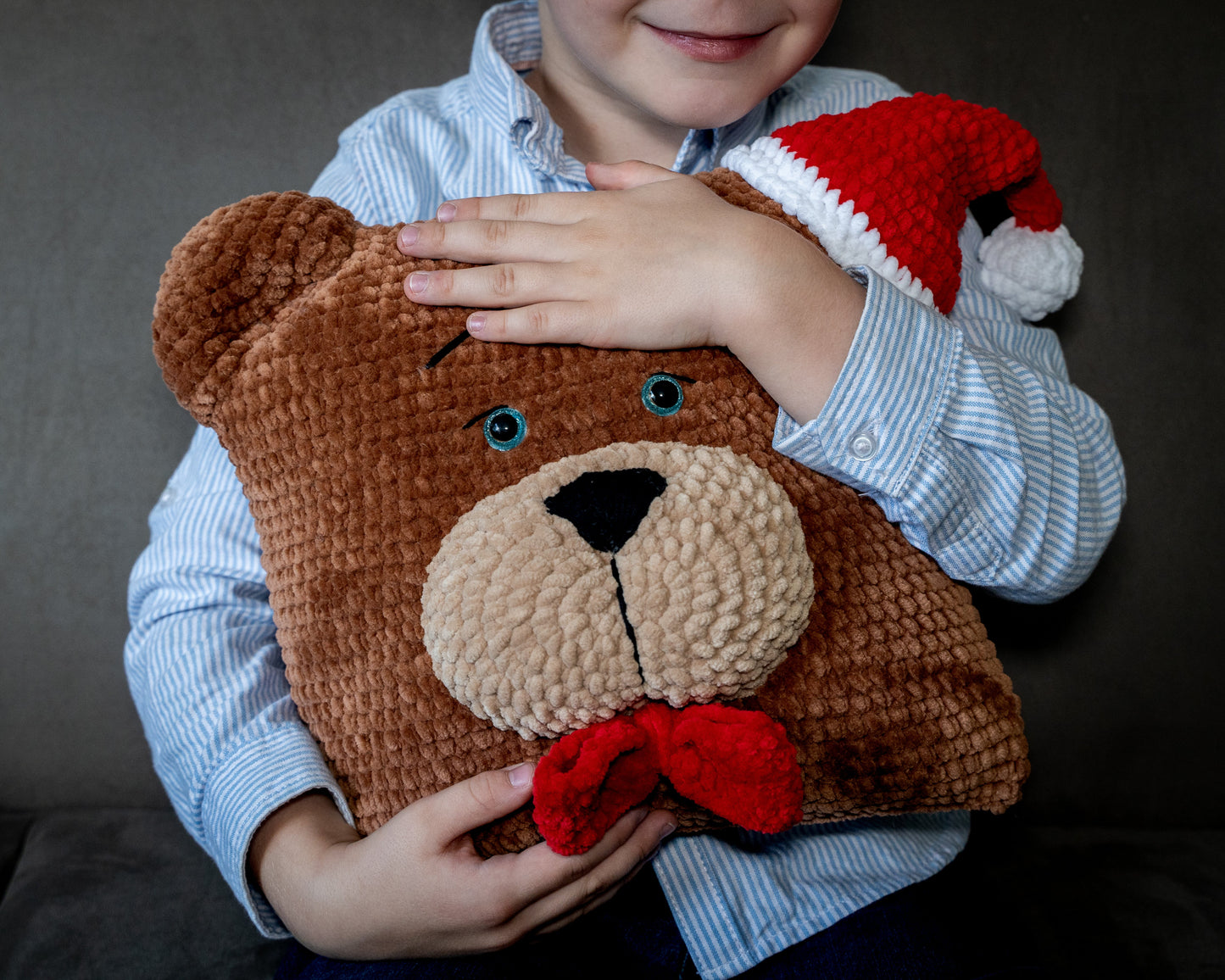Christmas handmade cushion and teddy bear