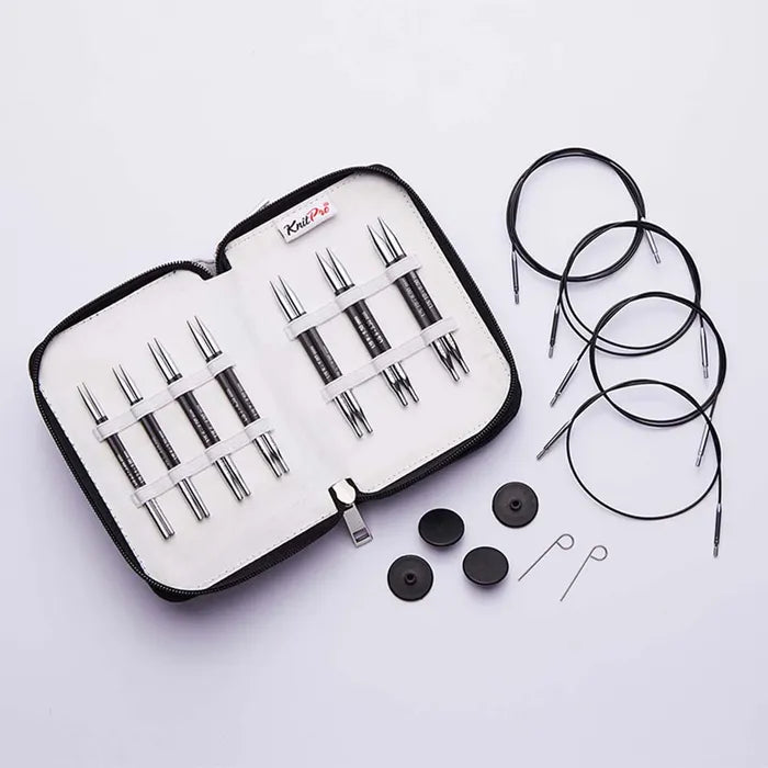 KnitPro Karbonz 10cm prisukamų virbalų rinkinys