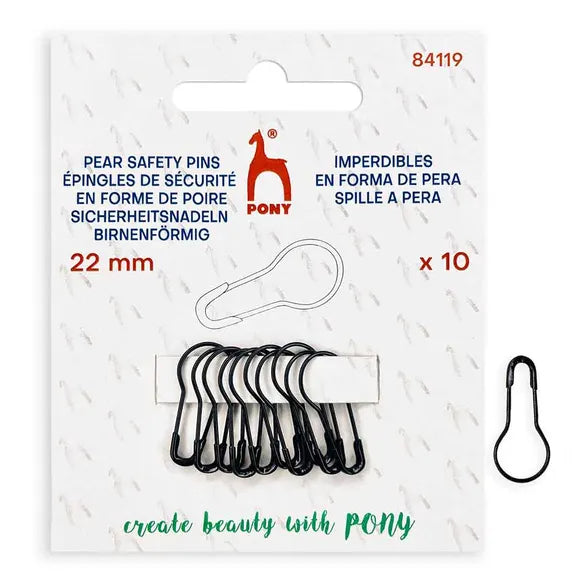 Pony metaliniai 22mm mezgimo žymekliai 10vnt. (juodi)