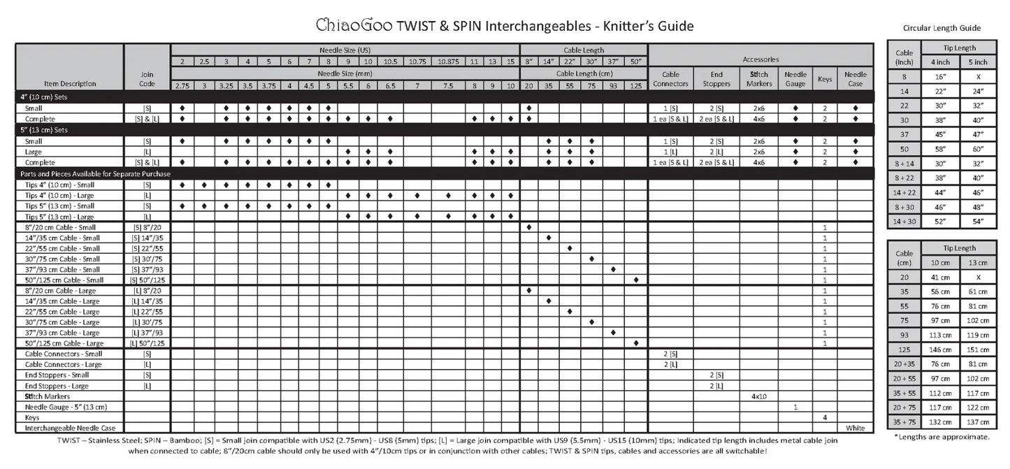 ChiaoGoo Spin bambukiniai prisukami virbalai 10cm - 13cm