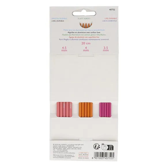 Pony Colour metalinių mezgimo virbalų rinkinys 20cm (3.50mm - 4.50mm)