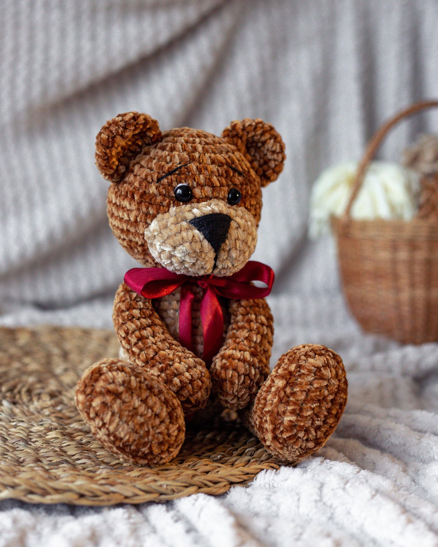 Nertas rankų darbo meškiukas 30cm - Pasaulio Siūlai