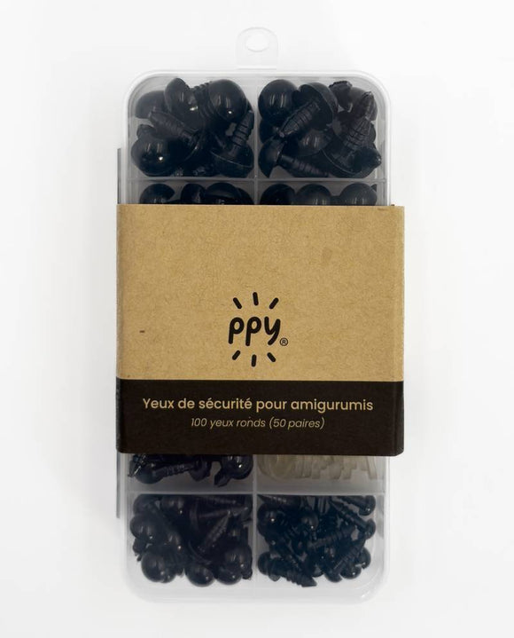 PPY Saugios akys žaislams 100vnt. 6-12mm (juodos)