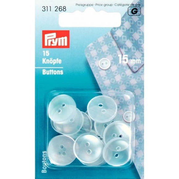 Prym matētas plastmasas pogas 15mm 15gab.