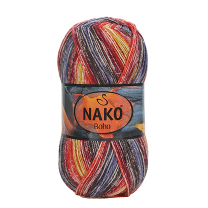Пряжа NAKO Boho для носков 100г (шерсть, полиамид)