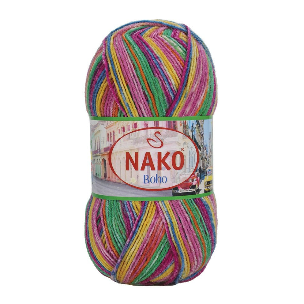 Пряжа NAKO Boho для носков 100г (шерсть, полиамид)