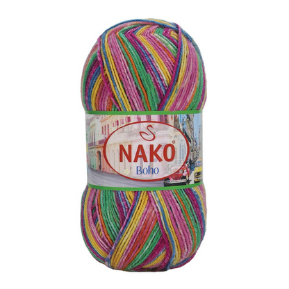 Пряжа NAKO Boho для носков 100г (шерсть, полиамид)