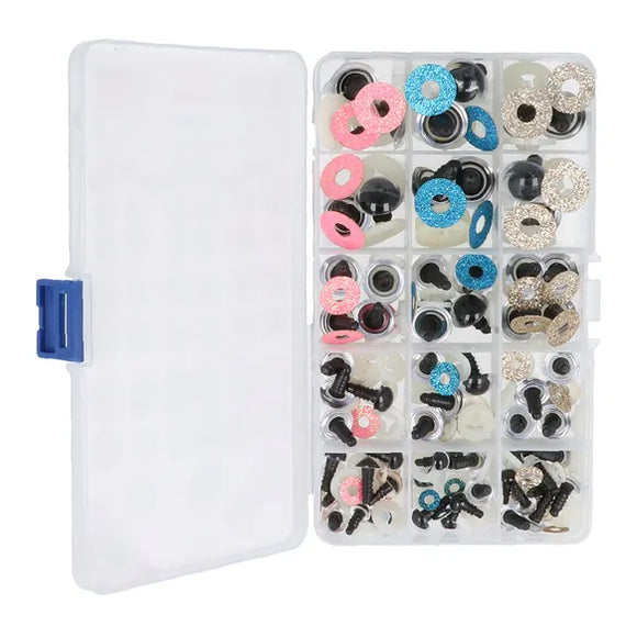 Saugios akys žaislams dėžutėje 8-18mm (Spalvotos) - 60vnt.