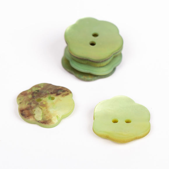 Pilnīgi perlamutru pogas 20mm (zaļas ziediņš)