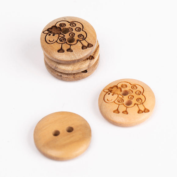 Drops medinės sagos "Avelės" 15mm