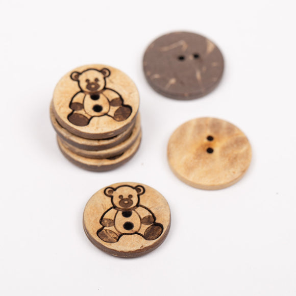 Kokosriekstu pogas "Lācītis" 15mm