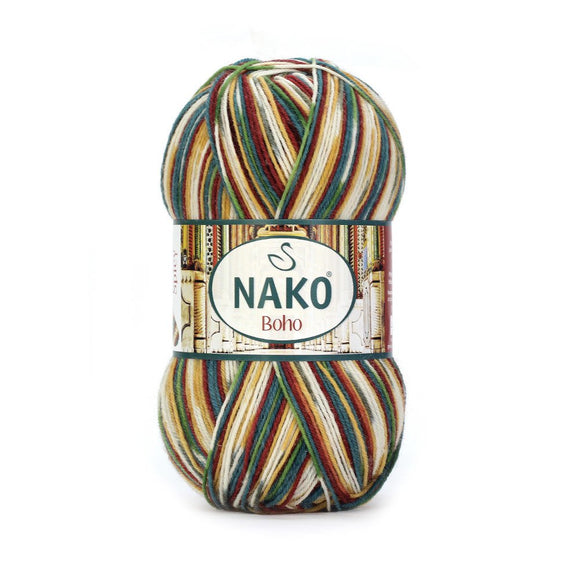 NAKO Boho mezgimo siūlai kojinėms 100g (vilna, poliamidas)
