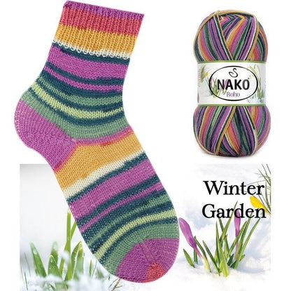 NAKO Boho knitting yarn for socks 100g (wool, polyamide)