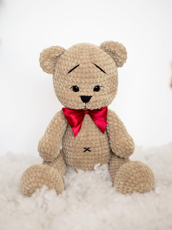 Pliušinis rankų darbo meškiukas 40cm (Šviesiai rudas) - Pasaulio Siūlai