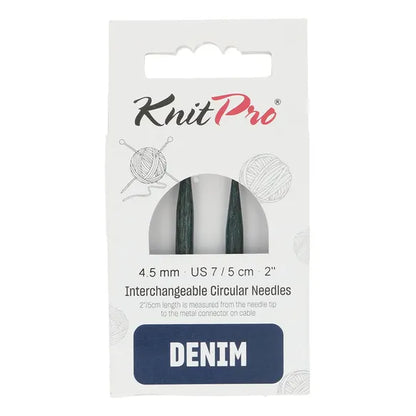 KnitPro Denim trumpi mediniai prisukami virbalai 5cm