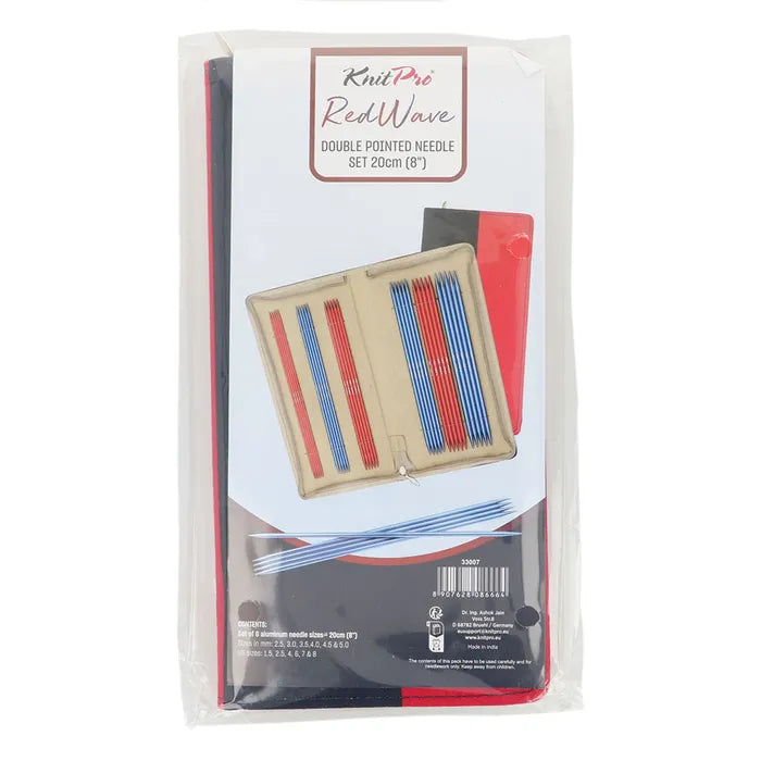 KnitPro Red Waves metalinių mezgimo virbalų rinkinys 20cm