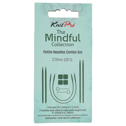 KnitPro Mindful Petite Combo prisukami virbalai 5cm ir 7.5cm su valais (2vnt.)