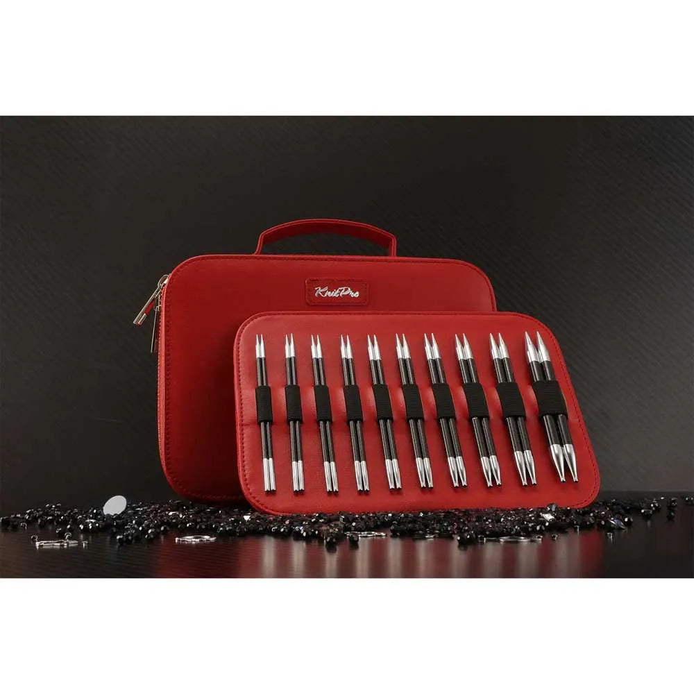 KnitPro Karbonz Elan 13cm virbalų rinkinys keičiamu valu