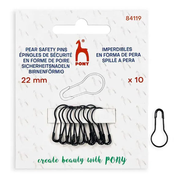 Pony metaliniai 22mm mezgimo žymekliai 10vnt. (juodi)