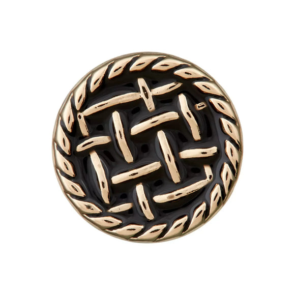 Metalinės sagos su ausele 18mm (juoda/auksinė)