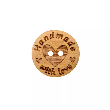 Medinės sagos 15mm-20mm "Handmade with love"