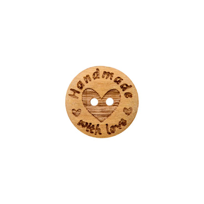 Medinės sagos "Handmade with love" 12mm