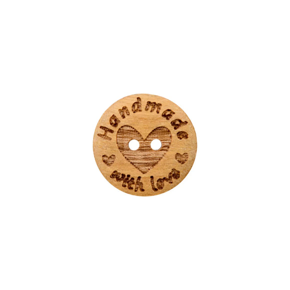 Medinės sagos "Handmade with love" 12mm