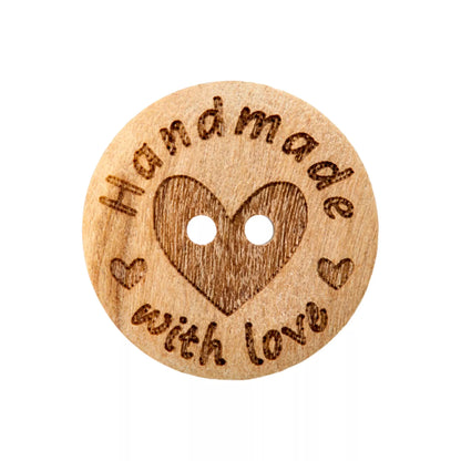 Medinės sagos 15mm-20mm "Handmade with love"