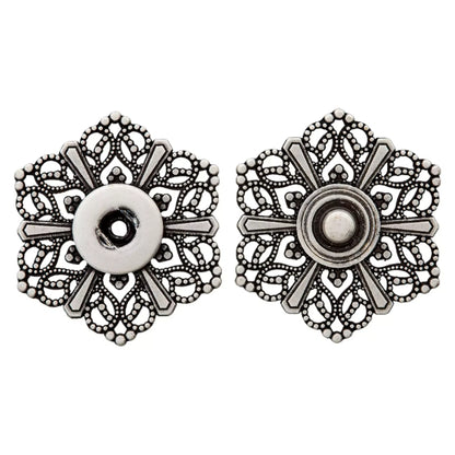 Užspaudžiamos sagos "Floral" 32mm (antique silver/brass)