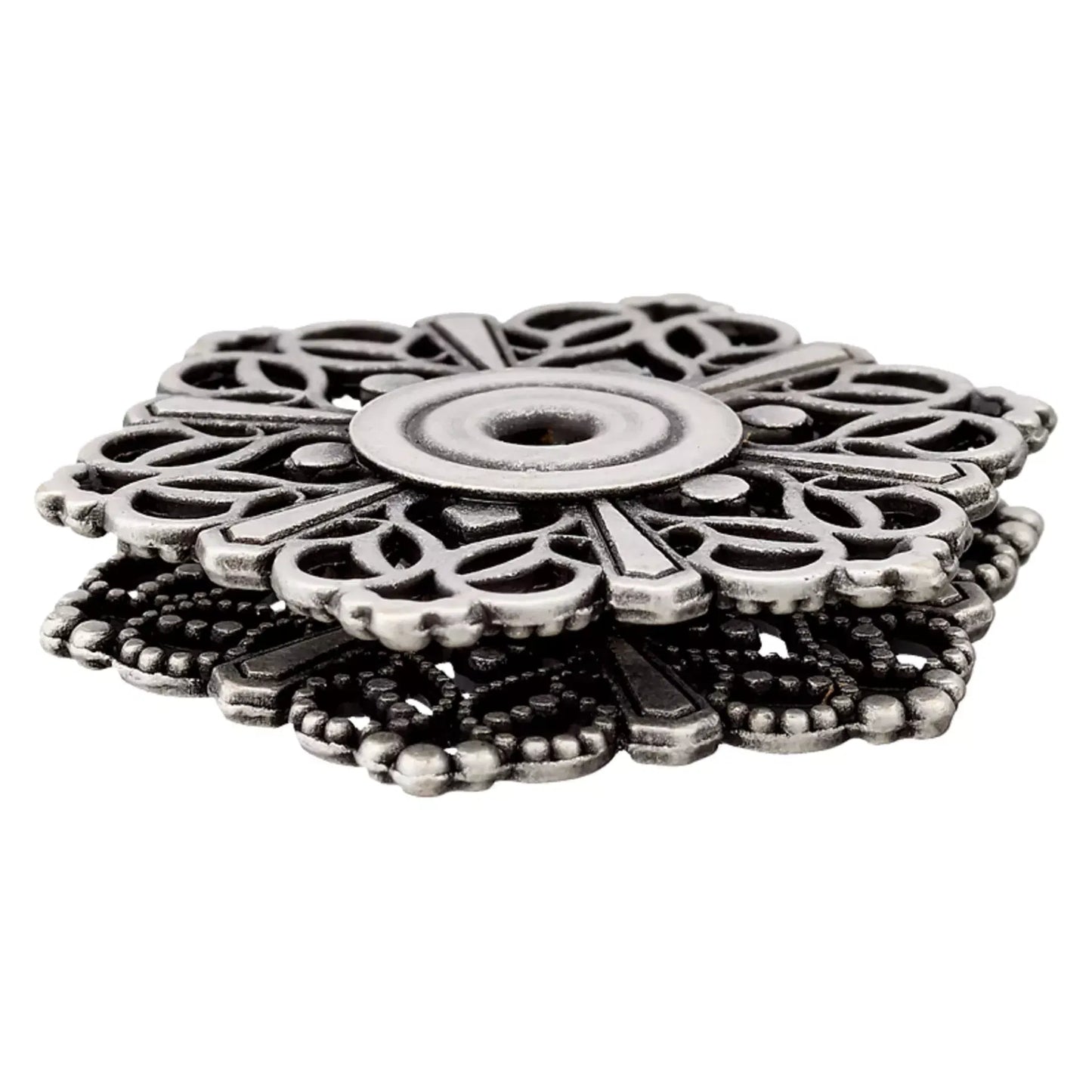 Užspaudžiamos sagos "Floral" 32mm (antique silver/brass)