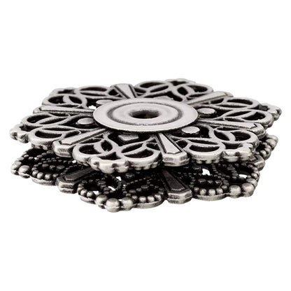 Užspaudžiamos sagos "Floral" 32mm (antique silver/brass)