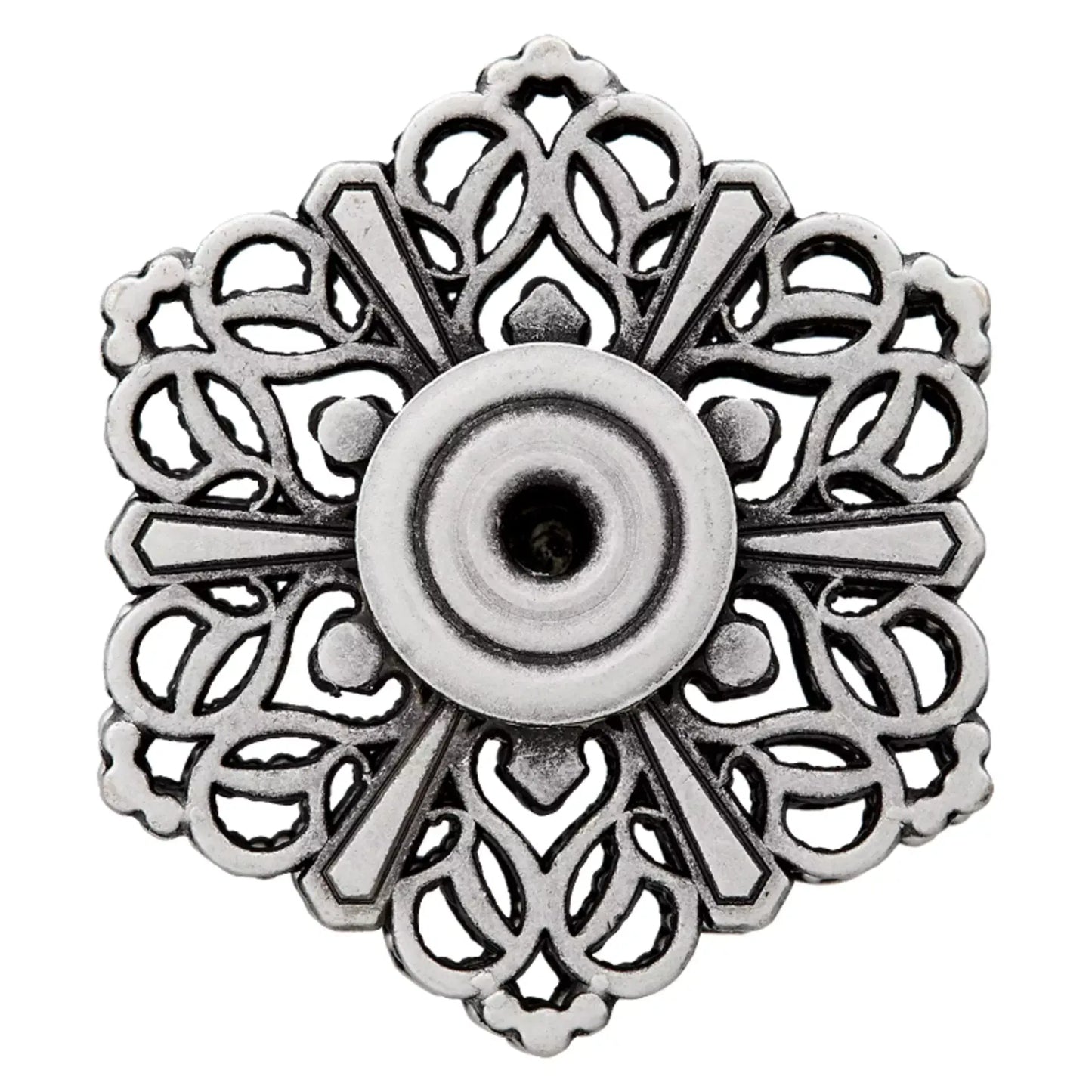 Užspaudžiamos sagos "Floral" 32mm (antique silver/brass)