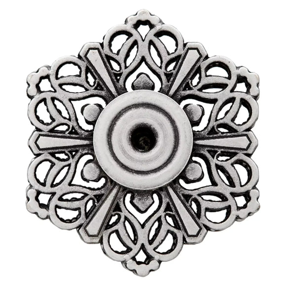 Užspaudžiamos sagos "Floral" 32mm (antique silver/brass)