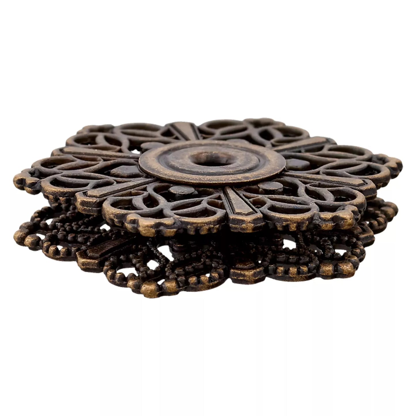 Užspaudžiamos sagos "Floral" 32mm (antique silver/brass)