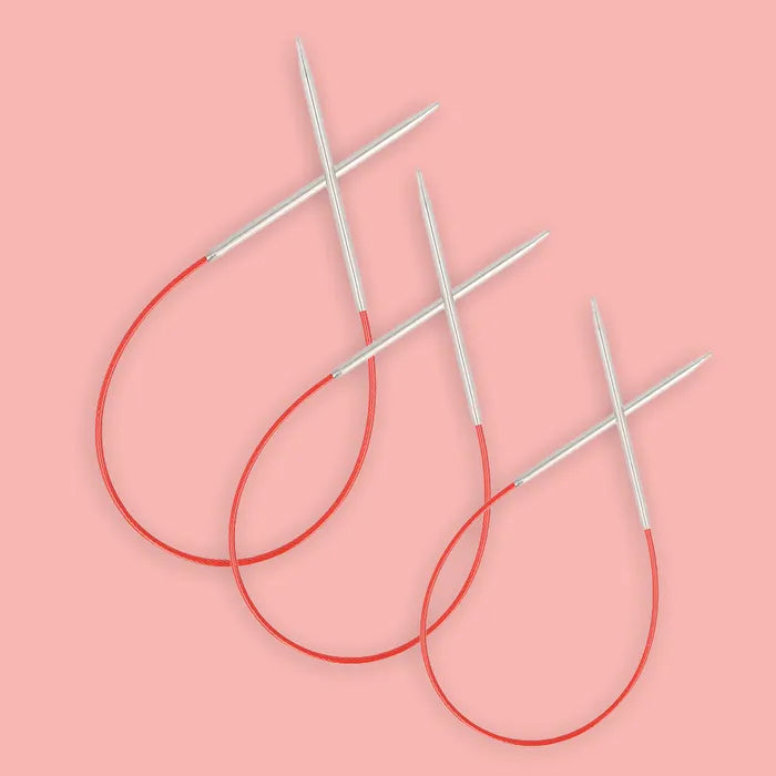 ChiaoGoo Knit RED trumpi mezgimo virbalai su valu 23cm