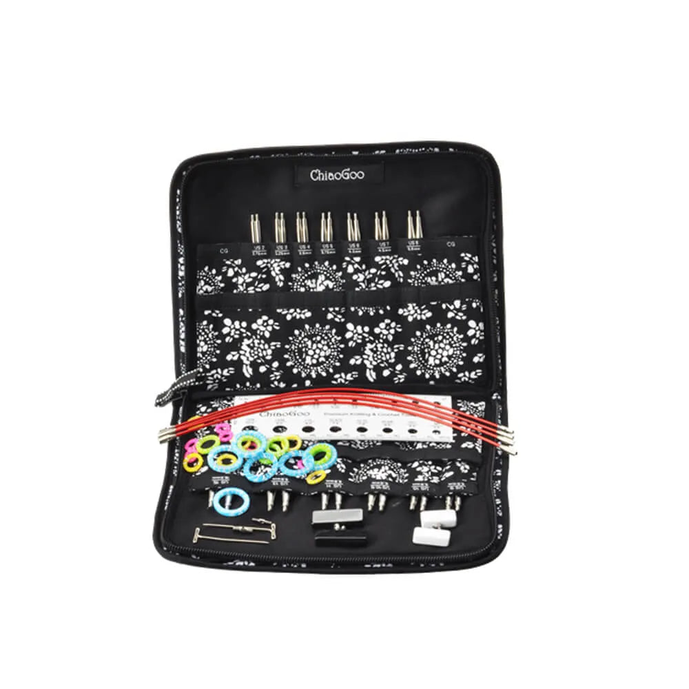 Chiaogoo Twist Red Lace trumpų 10cm virbalų rinkinys keičiamu valu (S dydžio)