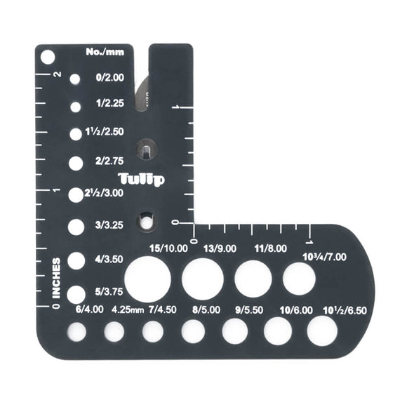 Tulpju adatu biezuma mērītājs ar nazīti diegam (melns)