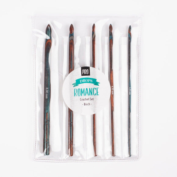 Drops Pro Romance medinių vąšelių rinkinys 5vnt. 15cm - Pasaulio Siūlai