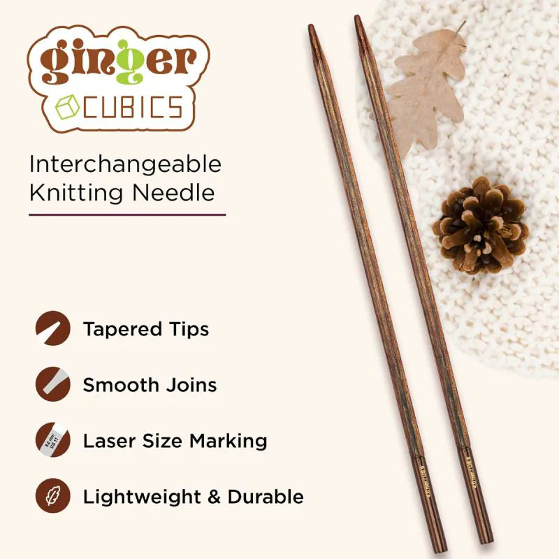 KnitPro Ginger Cubics mediniai prisukami virbalai 10cm-13cm