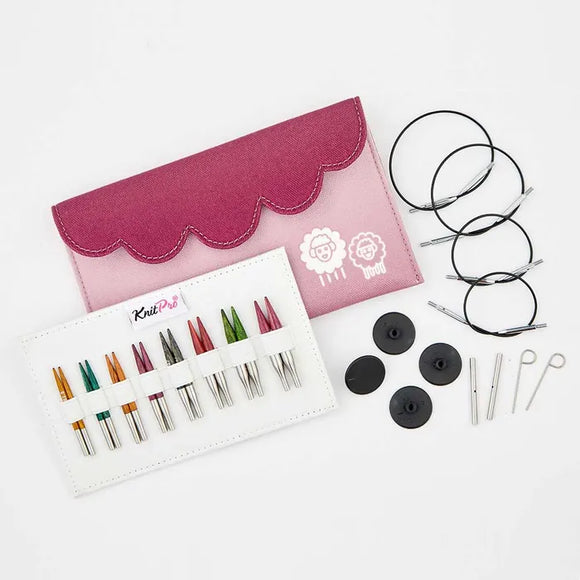 KnitPro Dreamz trumpų 5cm virbalų rinkinys keičiamu valu