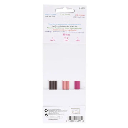 Pony Colour metalinių mezgimo virbalų rinkinys 20cm (2.00mm - 3.00mm)