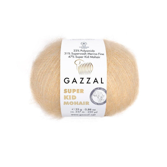 Gazzal Super Kid Mohair siūlai 25g (mohera, merino vilna, poliamidas) - Pasaulio Siūlai