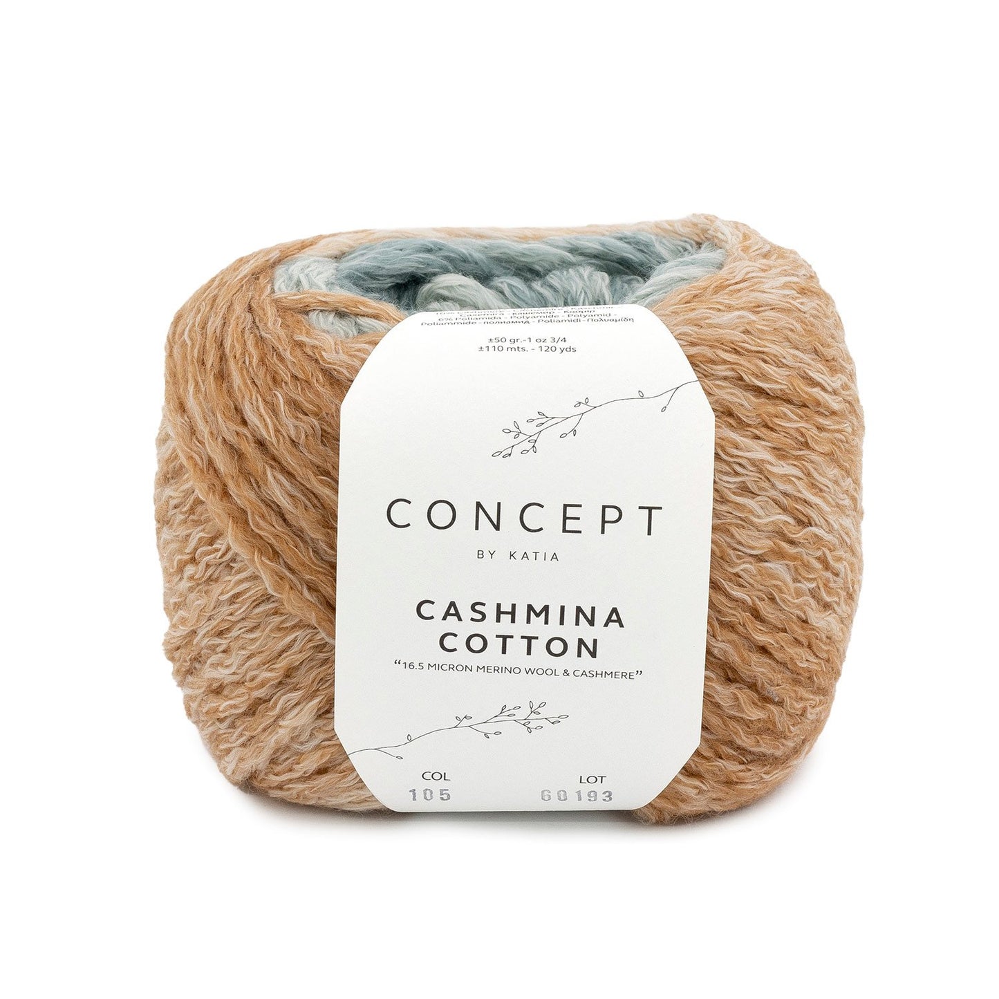 Concept By Katia Cashmina Cotton 50g (medvilnė, merino vilna, kašmyras, poliamidas)